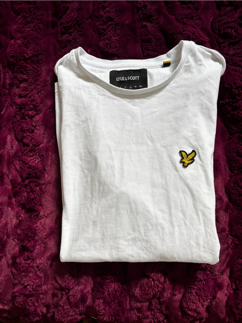 Lyle & Scott heavy weight White Crew Neck Tee with Yellow Logo size large